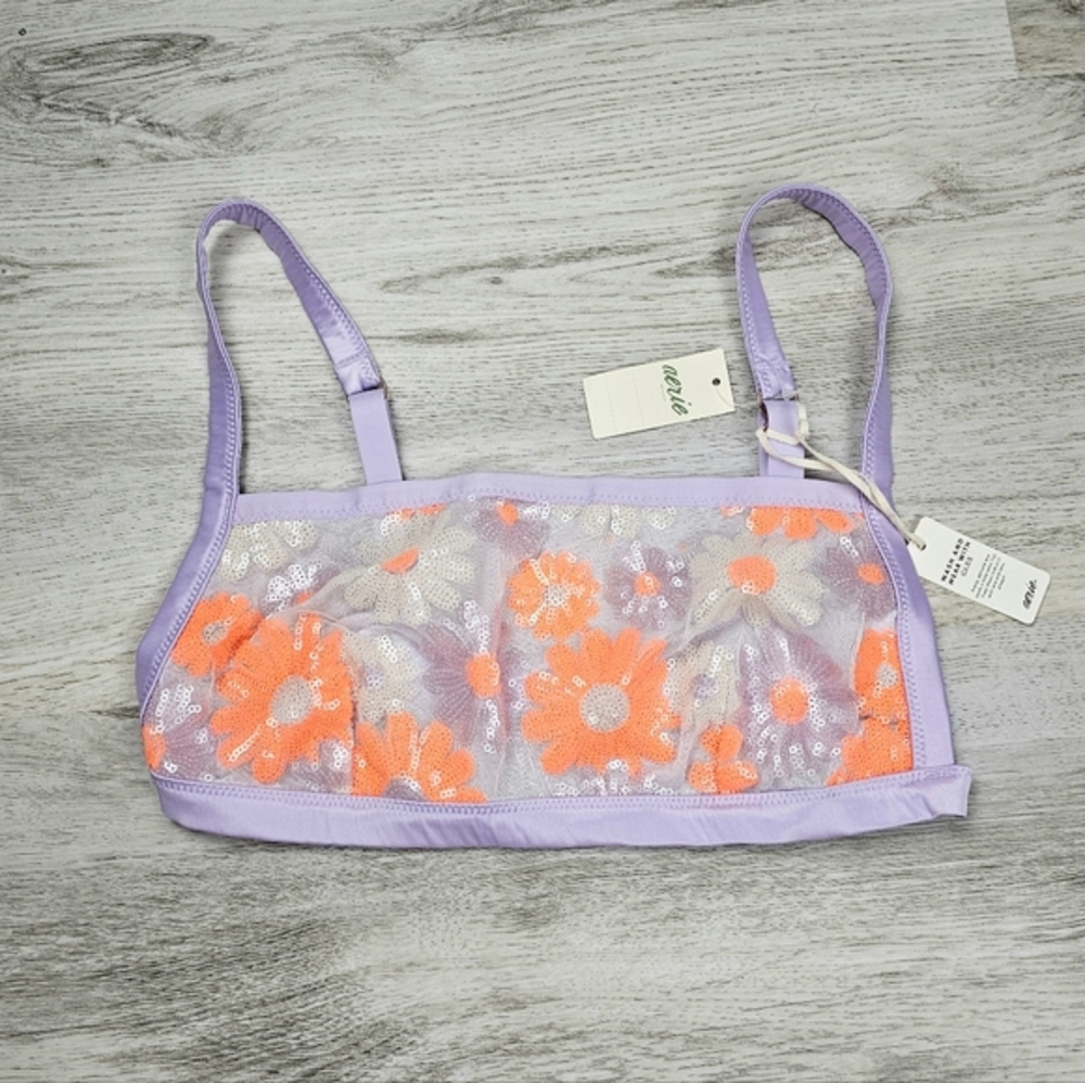 NWT Aerie Mesh Daisy Colorful Sequin Bandeau Size Medium